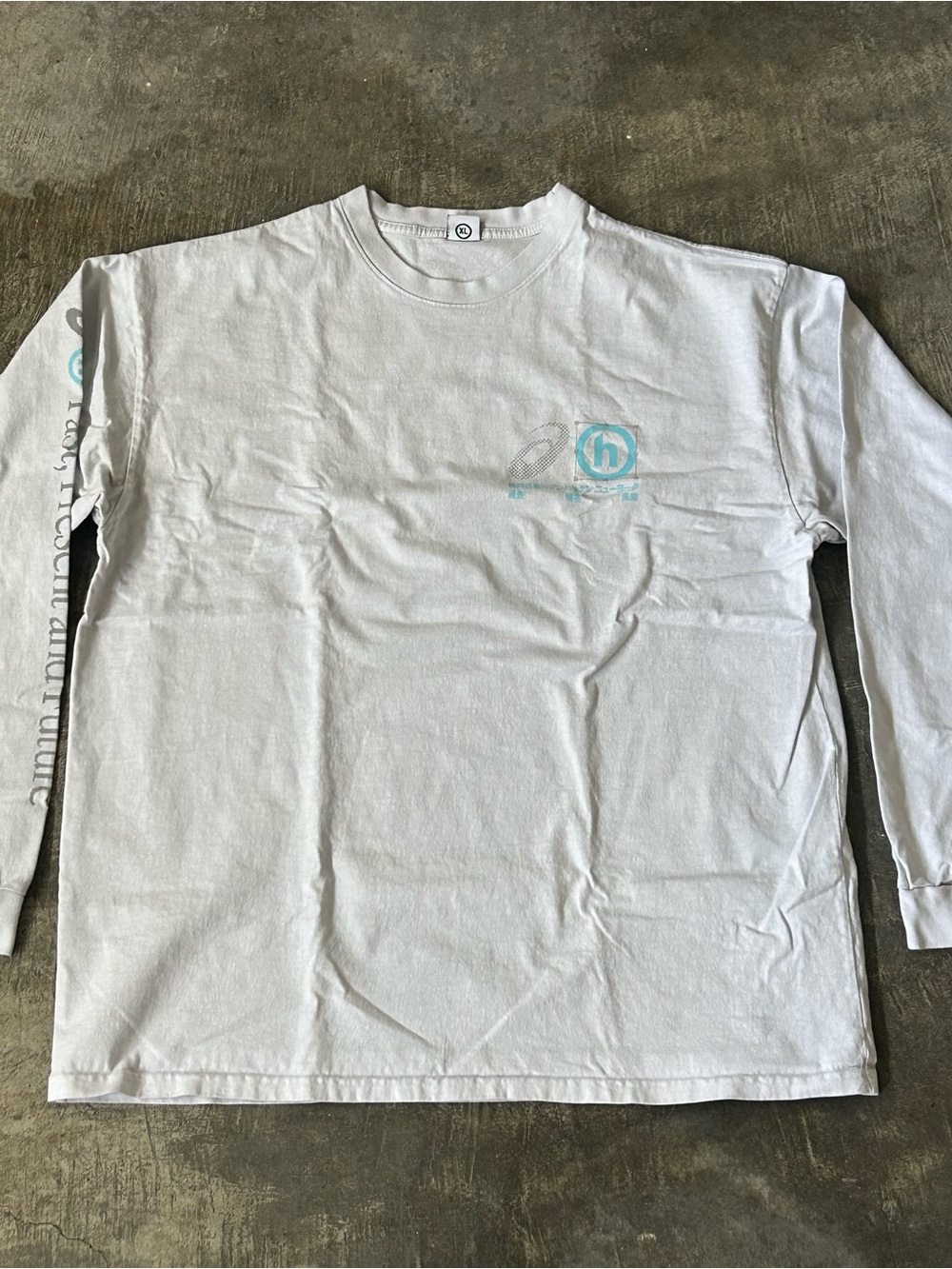 Asics White Long Sleeve Tee with Teal Logo